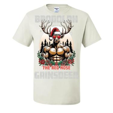 Imagem de Camisetas feias de Natal com tema de Papai Noel Gainsdeer Brodolph The Red Nose, Branco, XXG