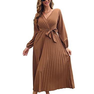 Imagem de Vestido, Manga Longa, Lanterna, Vestido Com Cinto para Escritório (S)