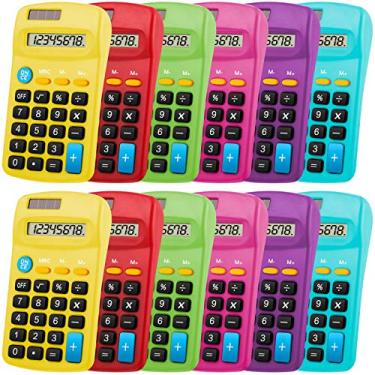 Imagem de Calculadora de tamanho de bolso com 8 dígitos, calculadora solar básica, com potência dupla, para desktop, escritório, escola, estudantes, crianças, 6 cores