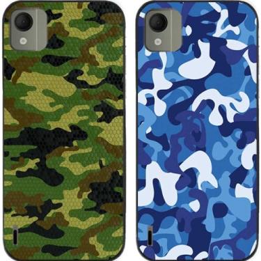 Imagem de 2 peças camuflagem TPU gel silicone capa de telefone traseira para Nokia C300 C210 C200 C110 C100 (Nokia C110)