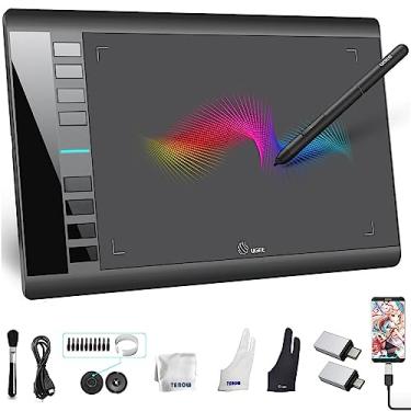 Imagem de Tablet de desenho gráfico UGEE M708 V2, para Android e Windows, 25 x 15 cm, ultrafino, grande, para desenho gráfico, bloco de arte com 8 teclas de atalho, caneta sem bateria com 8.192 níveis para