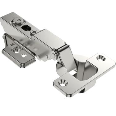 Imagem de Chibery Pacote com 4 dobradiças de armário de 95° meia sobreposição sem moldura, oculta europeia, 45 mm, base de montagem fácil, ajustável em 3D, fechamento lento, placa de encaixe, substituição de