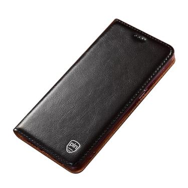 Imagem de POYUFRG Capa carteira para Huawei Pura 70 Ultra/70 Pro/70 Por+/70, flip magnético, retrô, capa fina de couro real com porta-cartões, preta, 70