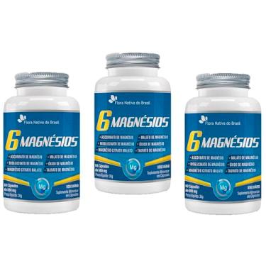 Imagem de Kit 3 Uni de 6 Magnésios (Taurato, Malato, Citrato, Ascorbato, Quelato e Óxido) - Flora Nativa do Brasil