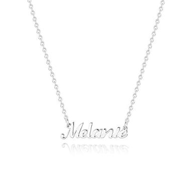 Imagem de Hidepoo Colar com nome personalizado – Colar com pingente de nome personalizado de aço inoxidável, corrente delicada com nome de letra, joias personalizadas para mulheres e meninas, metal, Aço