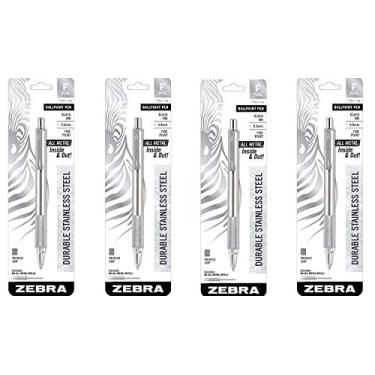 Imagem de Caneta retrátil de aço inoxidável esferográfica Zebra 29411 F-701, ponta fina, 0,8 mm, tinta preta (4)