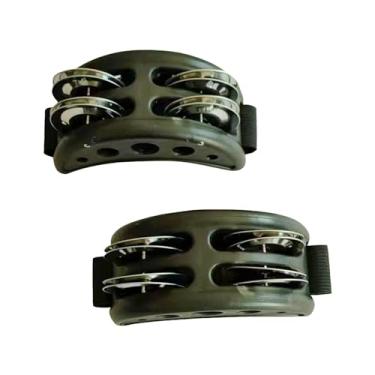 Imagem de Deevoka 2 pés pandeiro pé shaker dupla fileira shakers chocalhos pé chocalho instrumento musical acessórios para ktv concertos