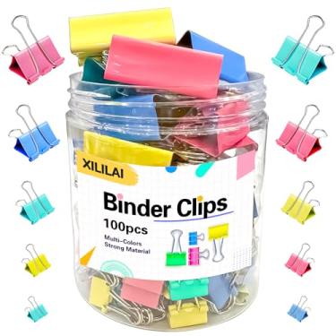 Imagem de Binder Clips, 100PCS Large Binder Clips Assorted Sizes, Medium Small Binder Clips for Paperwork, Bulldog Clips, Office Clips, Paper Clamps, Colorful Binder Clips for Office and School Supplies