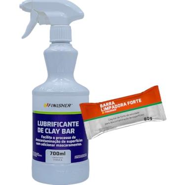 Imagem de Kit Lubrificante De Clay Bar 700ml Finisher Para Barra Limpadora + Barra Limpadora Forte 80g