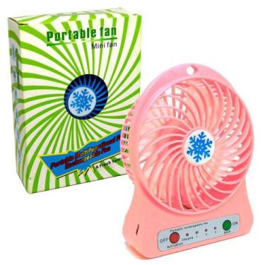 Imagem de Mini Ventilador Portátil Usb Recarregável 3 Velocidades Rosa - Aqui É 