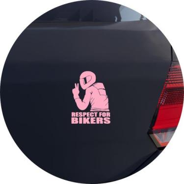 Imagem de Adesivo de Carro Motociclista Respect For Bikers - Cor Rosa Claro - Me