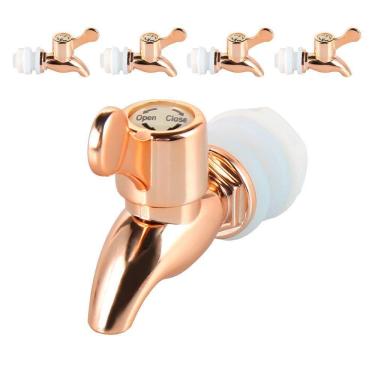 Imagem de Kit 5 Torneiras Para Suqueira Dispenser Plástico Rosé Gold Luxo Filtro Com Vedação