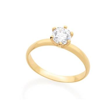 Imagem de Anel de noivado solitário banhado ouro 3x 24k 18k e 22k feminino 15 an