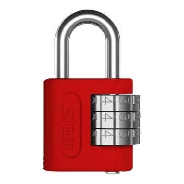 Imagem de Cadeado Segredo Senha Vermelho Armário Mochila 25mm Stam