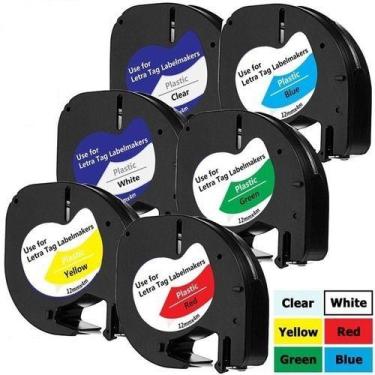 Imagem de 6 X Fita Plástica Para Rotuladora Dymo Letratag 4m X 12mm - Label Tape