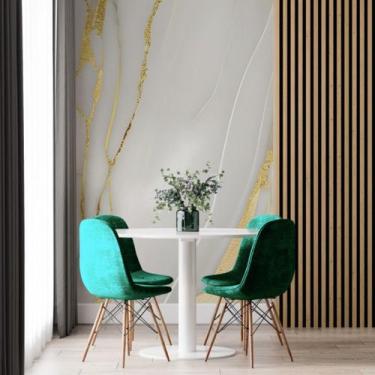 Imagem de Papel de Parede Painel 3D Mármore Branco Dourado 2M Revestimento Auto 