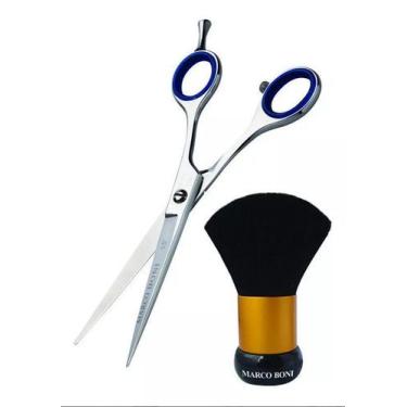 Imagem de Kit Tesoura 5.5 Fio Laser Profissional Marco Boni + Espanador de ombro