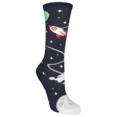 Imagem de Meia 3/4 Cano Alto Astronauta Infantil e Adulto - Miimos, M