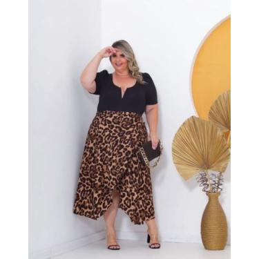 Imagem de Saia Envelope Plus Size Extragrande G1 G2 G3 Moda Verão, Animal print