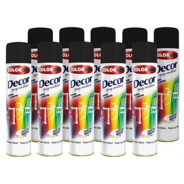 Imagem de Kit com 12 Tinta Spray Preto Fosco Colorgin