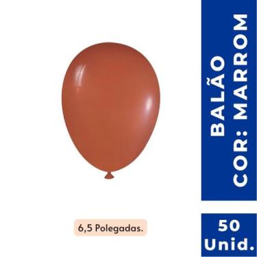 Imagem de Balão Bexiga Liso Festa Decoração 6,5 Pol. Marrom C/ 50 Un - TAMAROZZI