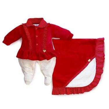 Imagem de Saída Maternidade Menina Poá Vermelho - Maxibaby - Maxi Baby, RN, Verm