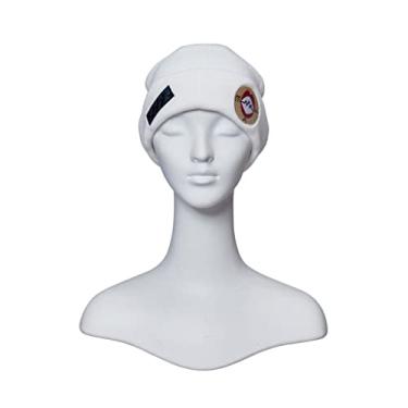 Imagem de MyheroCos Gorro branco de malha, gorro bordado quente para o inverno, acessórios de cosplay para Halloween, Chapéu, tamanho �nico