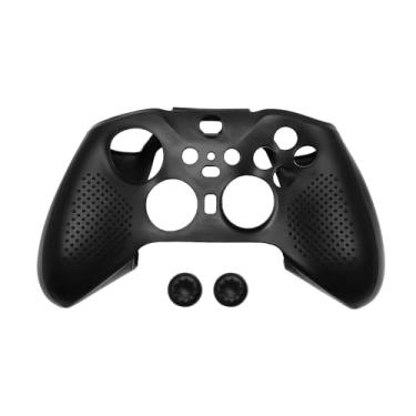 Imagem de Micro Traders Capa de silicone macio antiderrapante com tampas de aperto de polegar compatível com controle sem fio Xbox Elite Series 2, protetor de borracha macia, preta