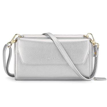 Imagem de nuoku Carteiras femininas com compartimentos para cartão de crédito com bloqueio de RFID, carteira de pulso de grande capacidade, 5 - Prata