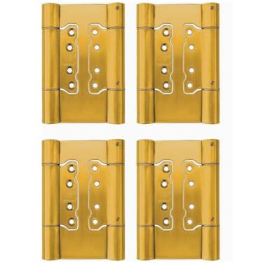 Imagem de 2 pares, 4 peças, latão de 12,7 cm, aço inoxidável 304, 3 mm de espessura, sem encaixe, dobradiças de mola de ação dupla, dobradiça giratória para porta de salão de café (4)