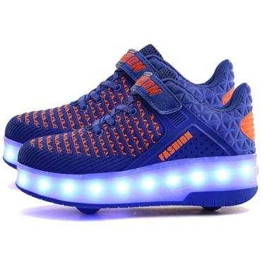 Imagem de Aikuass Tênis de skate com rodas com luzes LED carregáveis por USB para meninos e meninas e crianças, 1- Azul - Rodas duplas, 17