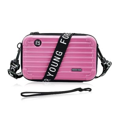 Imagem de WisePoint Mini mala transversal, mini bolsa de plástico para mala de viagem bolsa de viagem elegante bolsa cosmética com 2 alças, rosa