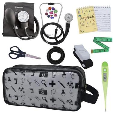 Imagem de Kit Academico Enfermagem Esfigmomanometro Aparelho de Pressao Estetosc