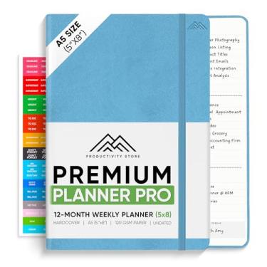 Imagem de PRODUCTIVITY STORE Pro - Undated, 2025 Planner, 14,7 cm x 21 cm - O planejador de produtividade nº 1 para alcançar seus objetivos de 2025 - Planner 2025-2026 - Azul - A5