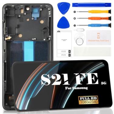 Imagem de Incell para Samsung Galaxy S21 FE 5G Tela LCD para Samsung Galaxy S21 FE 5G SM-G990 Display Touch Digitalizador Montagem Kits de peças de reparo com moldura (preto)