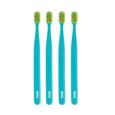 Imagem de Kit Escova Dental Extra Macia Kess Pro Pocket Belliz Verde Água C/4 - 