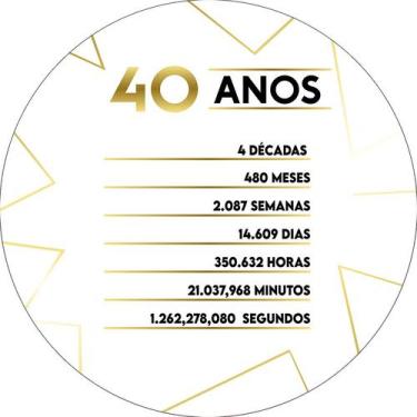 Imagem de Painel De Festa Redondo 1,50x1,50 - Geométrico Dourado 40 Anos 289 - V