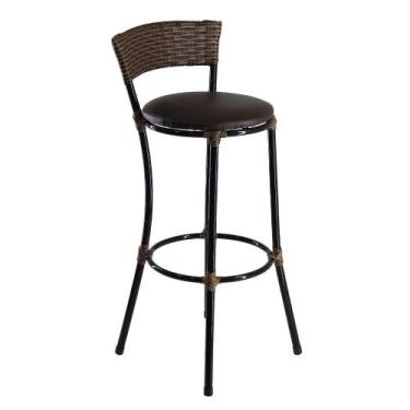 Imagem de Banqueta Alta Forts Fibra Sintética Argila/Marrom - Panero Móveis