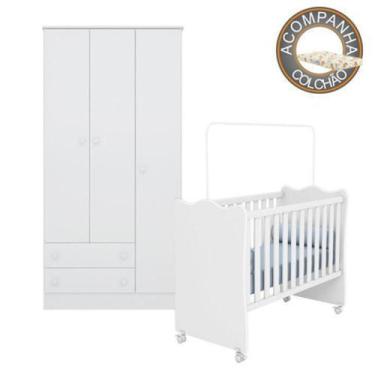Imagem de Quarto de Bebê Berço c/Rod Colchão Nana Nenem e Guarda Roupa Doce Sonh