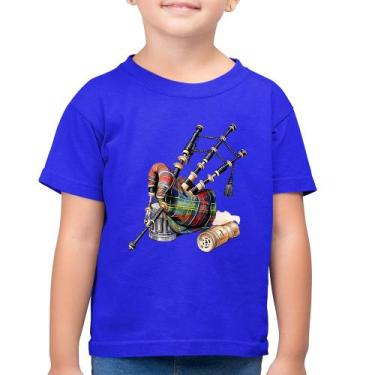 Imagem de Camiseta Algodão Infantil Gaita de Foles - Foca na Moda, Azul royal, 4