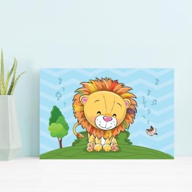 Imagem de Placa Decorativa Infantil Leão Baby e Passarinho 30x40cm - Quartinhos
