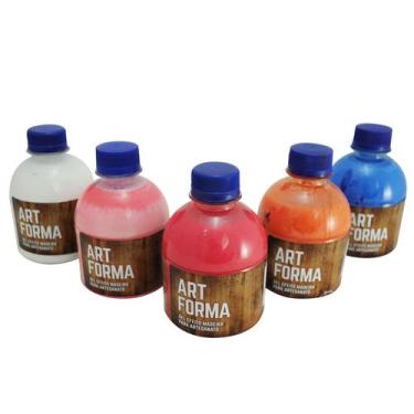 Imagem de Kit 5 Tinta Gel Efeito Madeira Artesanato 225 Ml Art Forma  002 - Rosa