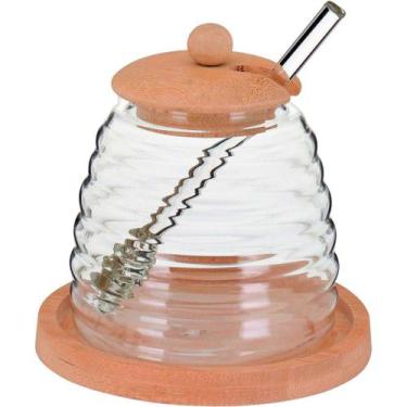 Imagem de Meleira de Vidro Borossilicato Table c/Base em Bambu 450ml - Home & Co