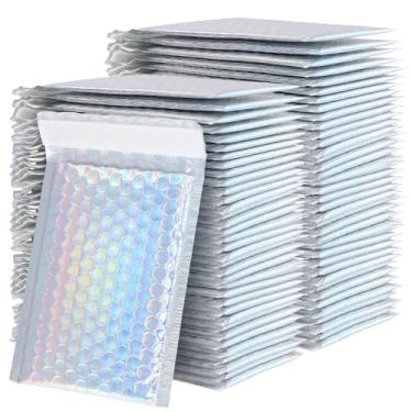 Imagem de ZOENHOU Pacote com 100 envelopes com bolhas de 12 x 15 cm a granel, sacos plásticos de plástico acolchoados, envelopes prateados, envelopes autovedantes, à prova d'água, à prova de choque, saco de