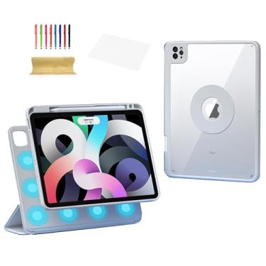 Imagem de Dteck Capa magnética inteligente para iPad mini (A17 Pro/6ª geração) 21.1 cm 2024/2021 com capa transparente removível, suporte para lápis de carregamento, hibernar/despertar automático, capa