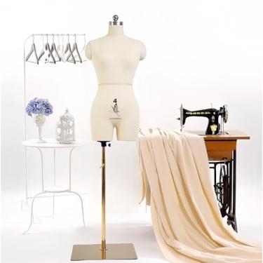 Imagem de lavandeform Manequim de Costura Feminino Tamanho 4, Manequim Profissional para Design e Exibição de Alfaiate, Corpo de Espuma para Fixação, Tronco Ajustável Em Altura com Base de MSem Braços Bege,Bege