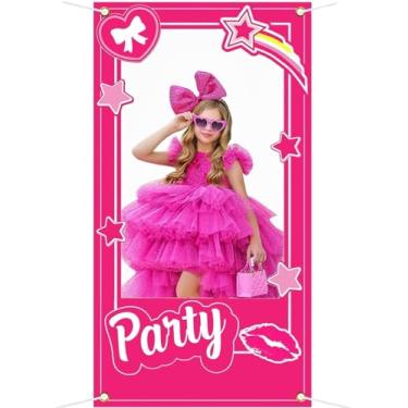 Imagem de CrazyJan decorações de aniversário de meninas rosa quente adereços de cabine de fotos princesa boneca decoração de tema vamos lá decoração de festa de despedida de solteira para meninas aniv