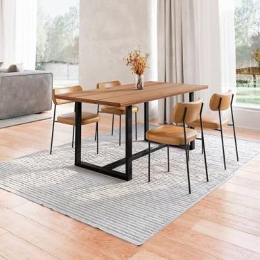 Imagem de Conjunto Mesa de Jantar Rústica Madeira Maciça com 4 Cadeiras Mona Marrom/Preto