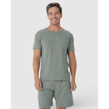 Imagem de Pijama Masculino Malha Listrada Eco Malwee Ref. 122472, Verde 411, GG