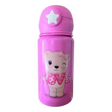 Imagem de Garrafa De Alumínio Infantil Antivazamento Com Canudo de Silicone Ursinho